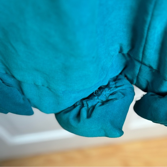 Teal Velvet Vintage 1960s Wiggle Dress With Rosettes At The Hem - Size XSmall - Picture 7 of 8